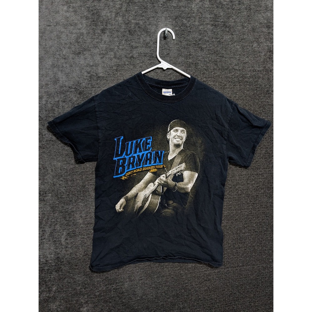 Luke Bryan Dirt Road Diaries Tour 2013 Graphic T-Shirt Black Mens Size M Gildan